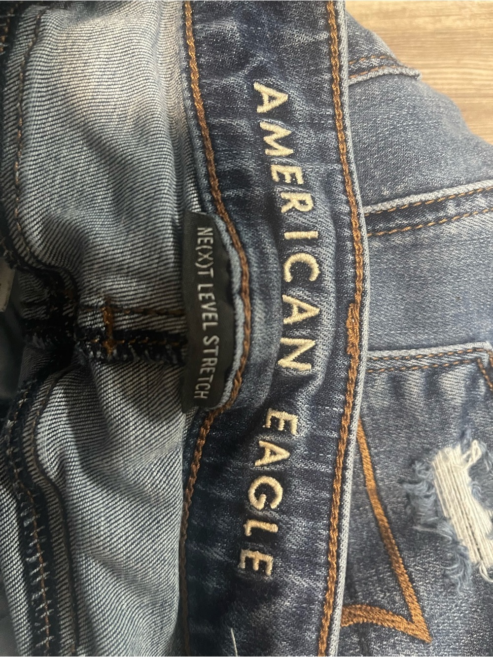 American Eagle Outfitters Ripped Skinny Jeans - Light Blue & Dark Blue - Picture 3 of 7